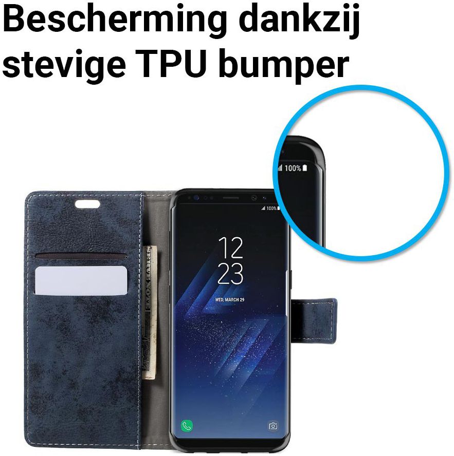 Samsung Galaxy S8 Vintage Bookcase Blauw afbeelding 5