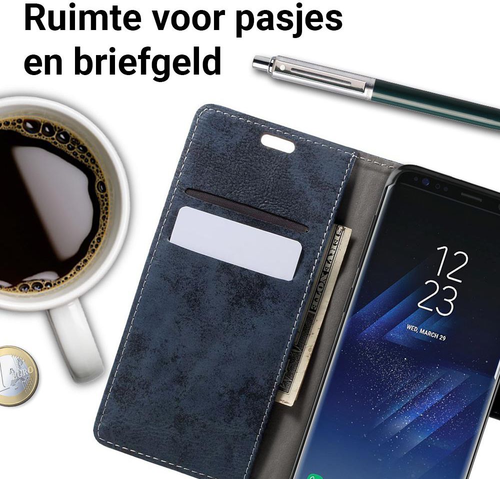 Samsung Galaxy S8 Vintage Bookcase Blauw afbeelding 2