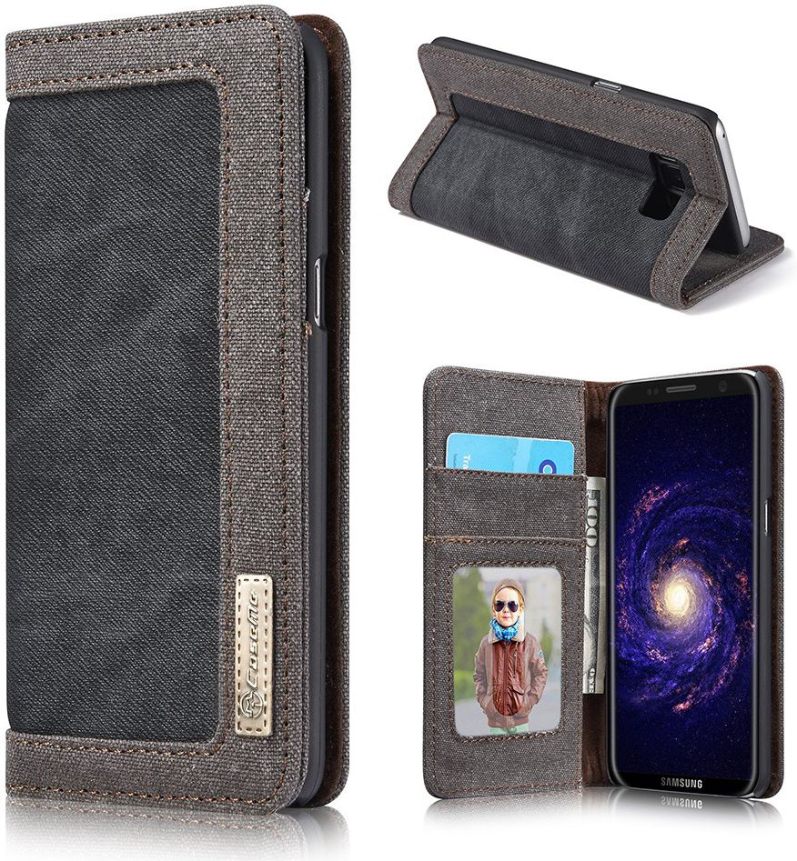 Samsung Galaxy S8 Canvas Portemonnee Hoesje Zwart afbeelding 3