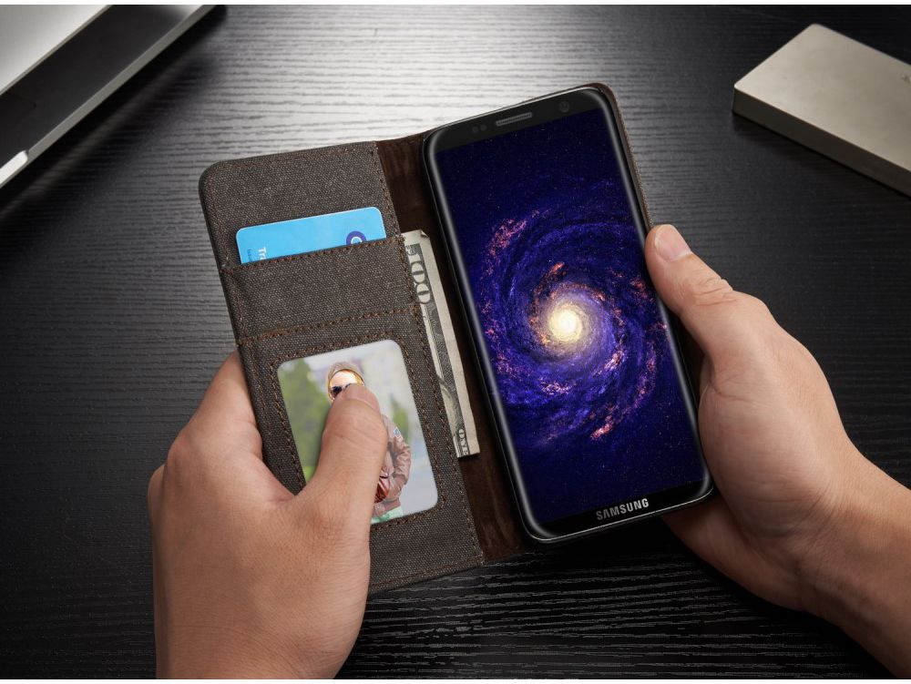 Samsung Galaxy S8 Canvas Portemonnee Hoesje Zwart afbeelding 4