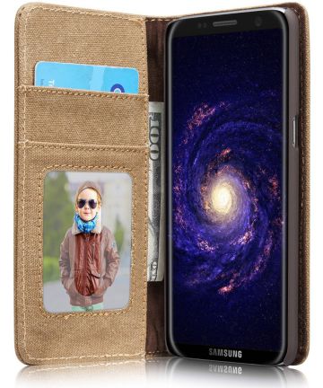 Samsung Galaxy S8 Canvas Portemonnee Hoesje Bruin Hoesjes