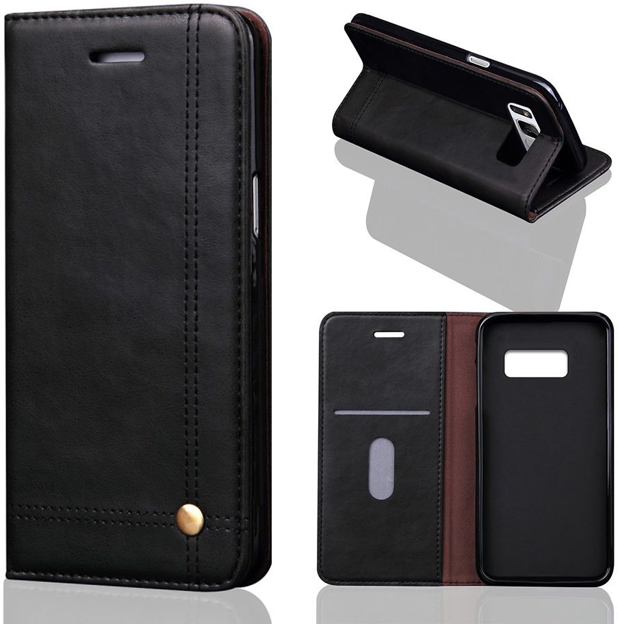 Samsung Galaxy S8 Vintage Portemonnee Hoesje Zwart afbeelding 3