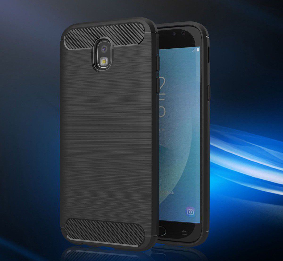 Samsung Galaxy J5 (2017) Geborsteld TPU Hoesje Zwart afbeelding 5