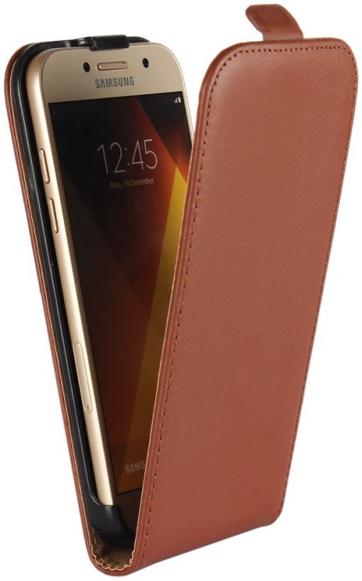 Echt Leren Verticale Samsung Galaxy A5 (2017) Flip Hoesje Bruin afbeelding 1
