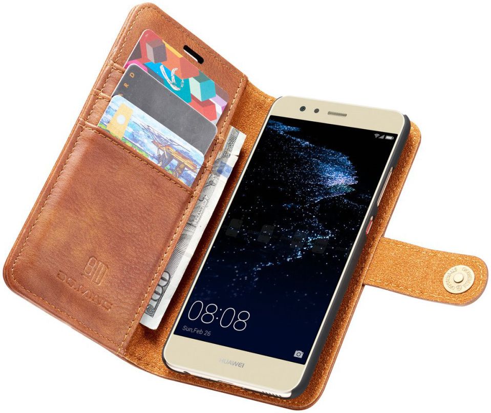 Huawei P10 Echt Leren Portemonnee Hoesje Bruin afbeelding 1