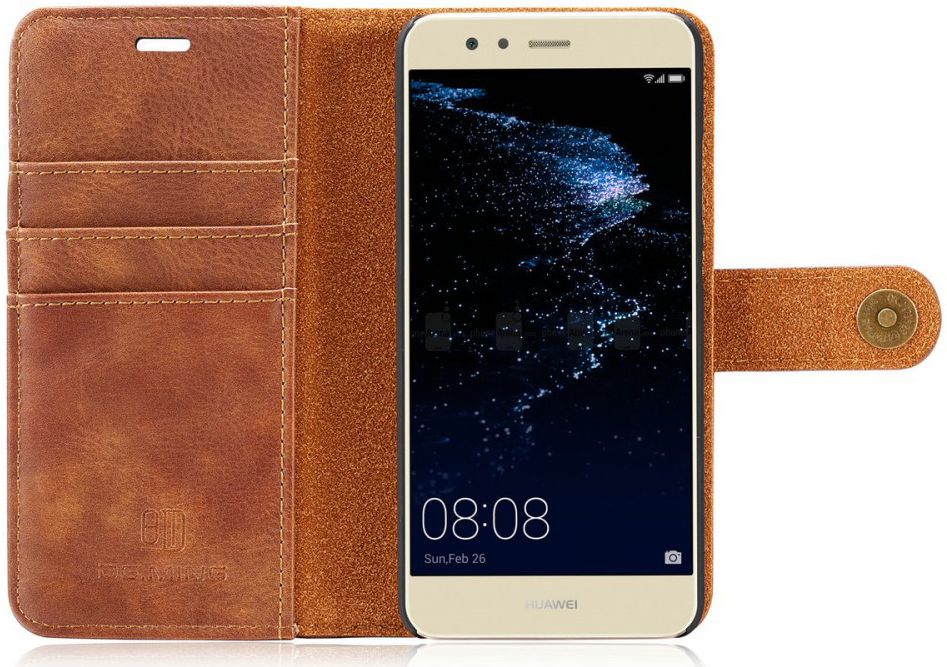 Huawei P10 Echt Leren Portemonnee Hoesje Bruin afbeelding 6