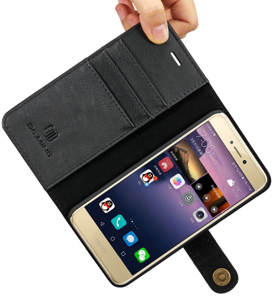 Huawei P8 Lite (2017) Echt Leren Portemonnee Hoesje Zwart afbeelding 13