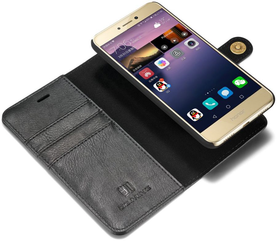Huawei P8 Lite (2017) Echt Leren Portemonnee Hoesje Zwart afbeelding 5