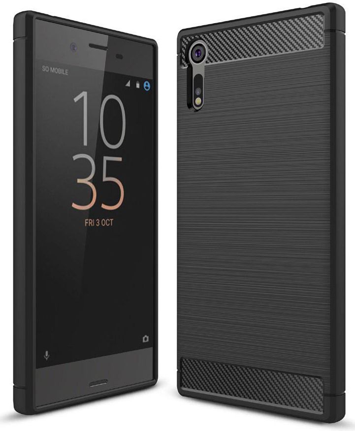 Sony Xperia XZ Geborsteld TPU Hoesje Zwart afbeelding 1