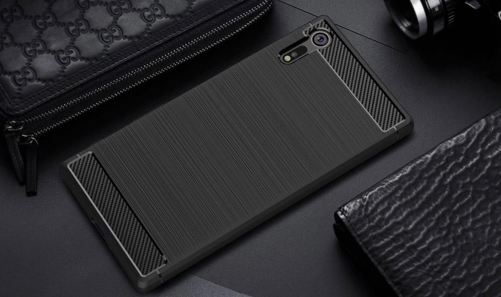 Sony Xperia XZ Geborsteld TPU Hoesje Zwart afbeelding 5
