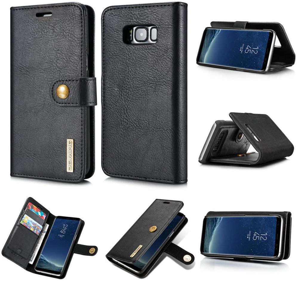 Samsung Galaxy S8 Plus Echt Leren Portemonnee Hoesje Zwart afbeelding 3