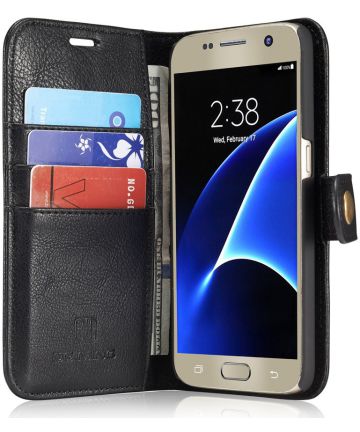 Samsung Galaxy S7 Echt Leren Portemonnee Hoesje Zwart Hoesjes