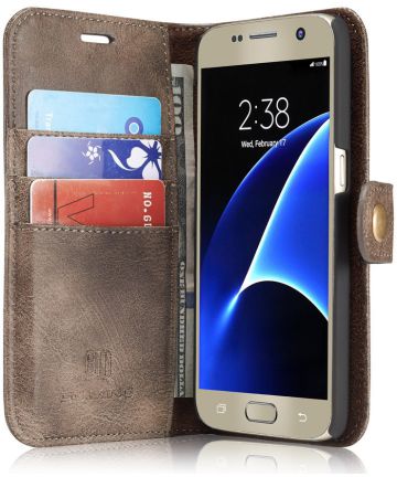 Samsung Galaxy S7 Echt Leren Portemonnee Hoesje Coffee Hoesjes