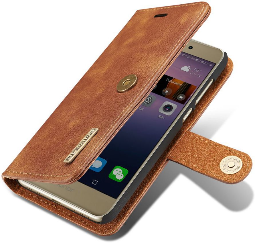 Huawei P8 Lite (2017) Echt Leren Portemonnee Hoesje Bruin afbeelding 5