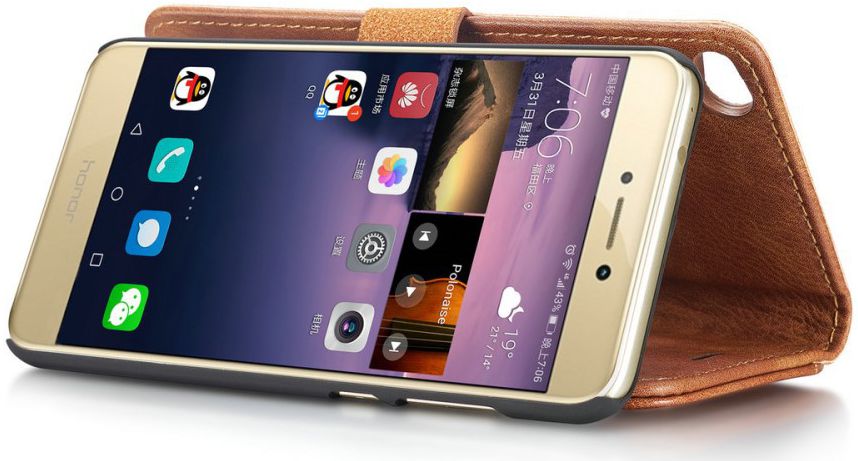 Huawei P8 Lite (2017) Echt Leren Portemonnee Hoesje Bruin afbeelding 6