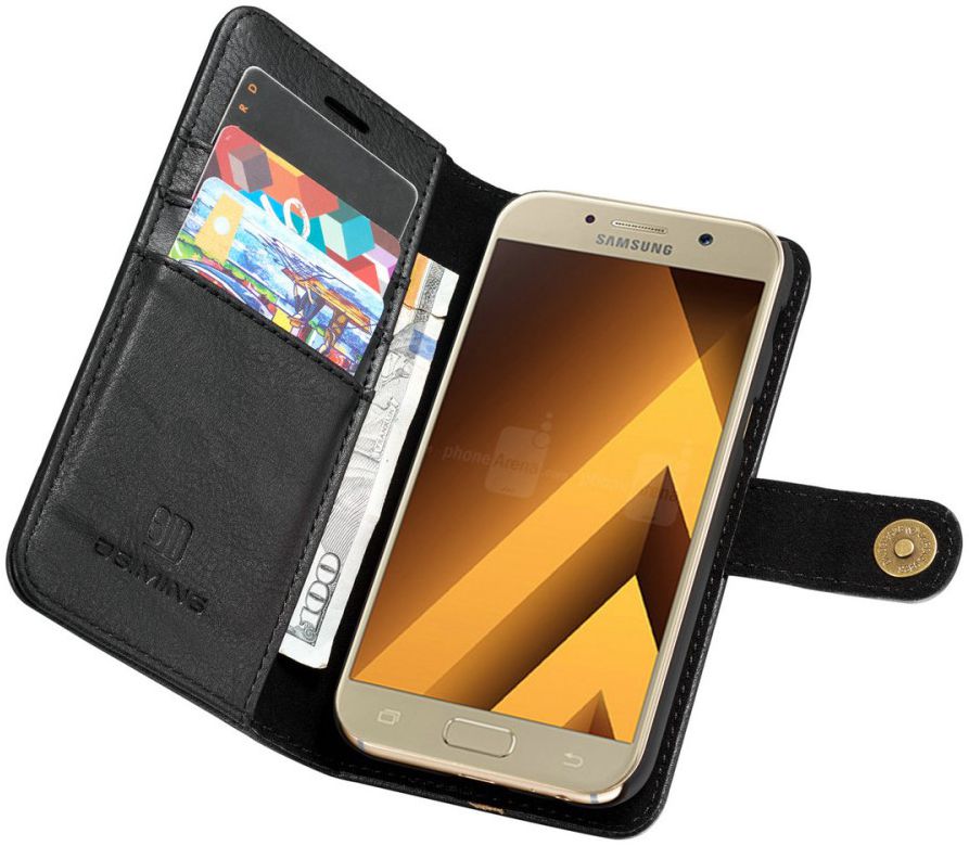 Samsung Galaxy A5 (2017) Echt Leren Portemonnee Hoesje Zwart afbeelding 1