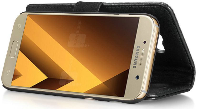 Samsung Galaxy A5 (2017) Echt Leren Portemonnee Hoesje Zwart afbeelding 7