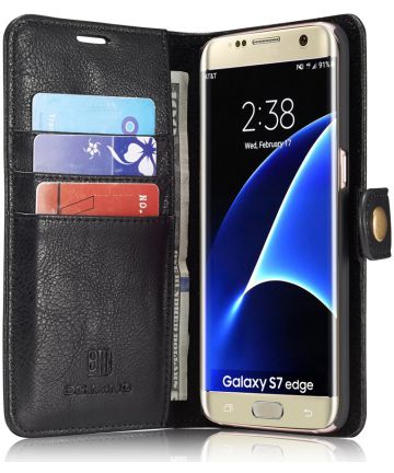 Samsung Galaxy S7 Edge Echt Leren Portemonnee Hoesje Zwart Hoesjes