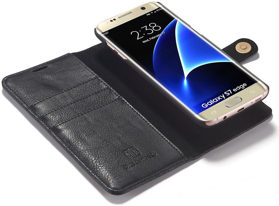 Samsung Galaxy S7 Edge Echt Leren Portemonnee Hoesje Zwart afbeelding 2