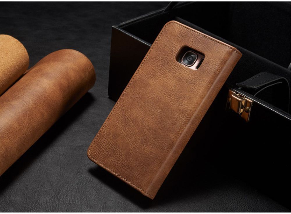 Samsung Galaxy S7 Edge Echt Leren Portemonnee Hoesje Bruin afbeelding 11