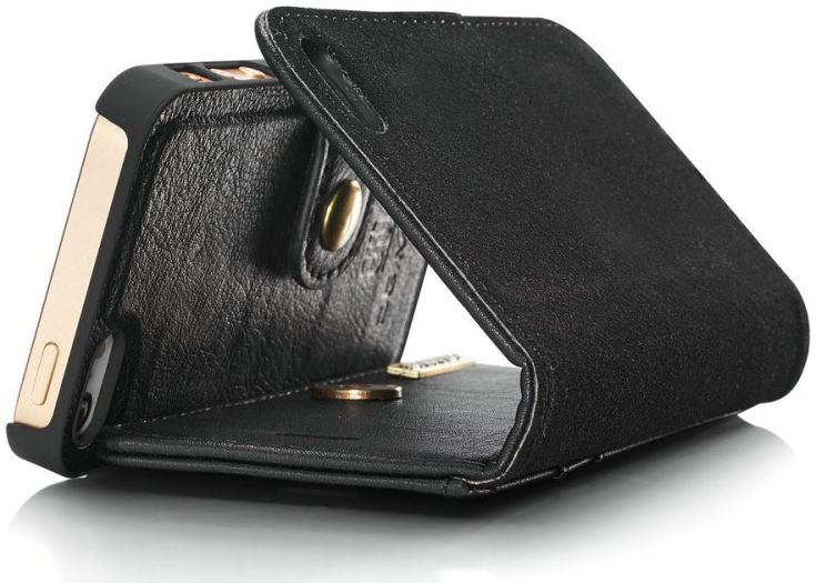 DG Ming Apple iPhone 5/5s/SE Echt Leren Portemonnee Hoesje Zwart afbeelding 10