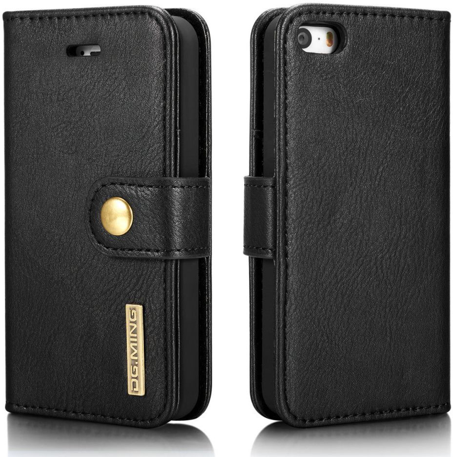 DG Ming Apple iPhone 5/5s/SE Echt Leren Portemonnee Hoesje Zwart afbeelding 11