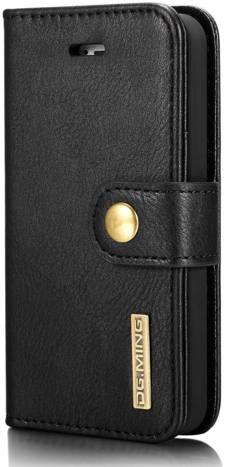 DG Ming Apple iPhone 5/5s/SE Echt Leren Portemonnee Hoesje Zwart afbeelding 12
