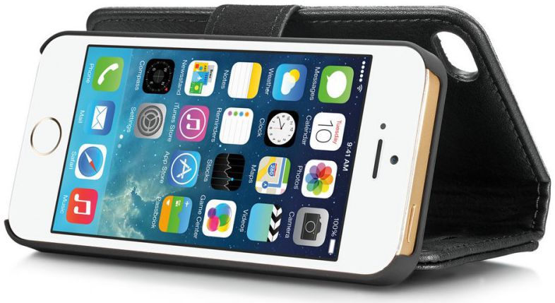 DG Ming Apple iPhone 5/5s/SE Echt Leren Portemonnee Hoesje Zwart afbeelding 8