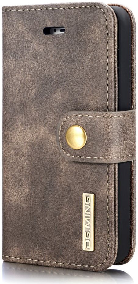 DG Ming Apple iPhone 5/5s/SE Echt Leren Portemonnee Hoesje Coffee afbeelding 9