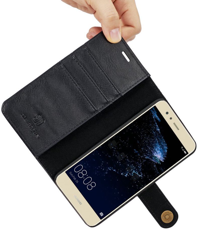 Huawei P10 Plus Echt Leren Portemonnee Hoesje Zwart afbeelding 3