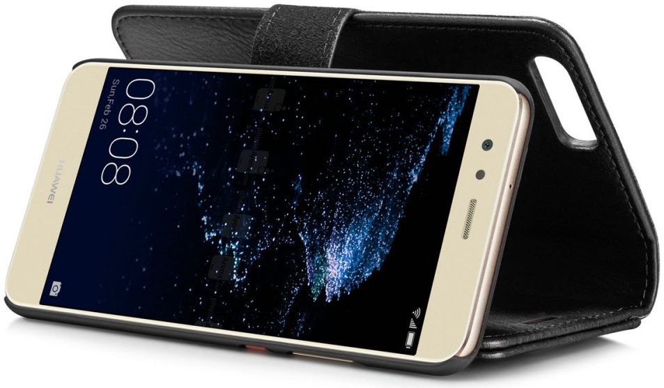 Huawei P10 Plus Echt Leren Portemonnee Hoesje Zwart afbeelding 6