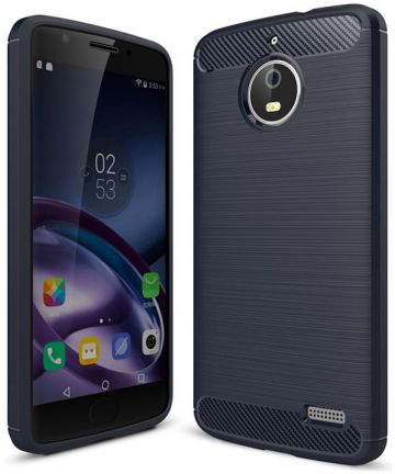 Motorola Moto E4 Geborsteld TPU Hoesje Blauw Hoesjes