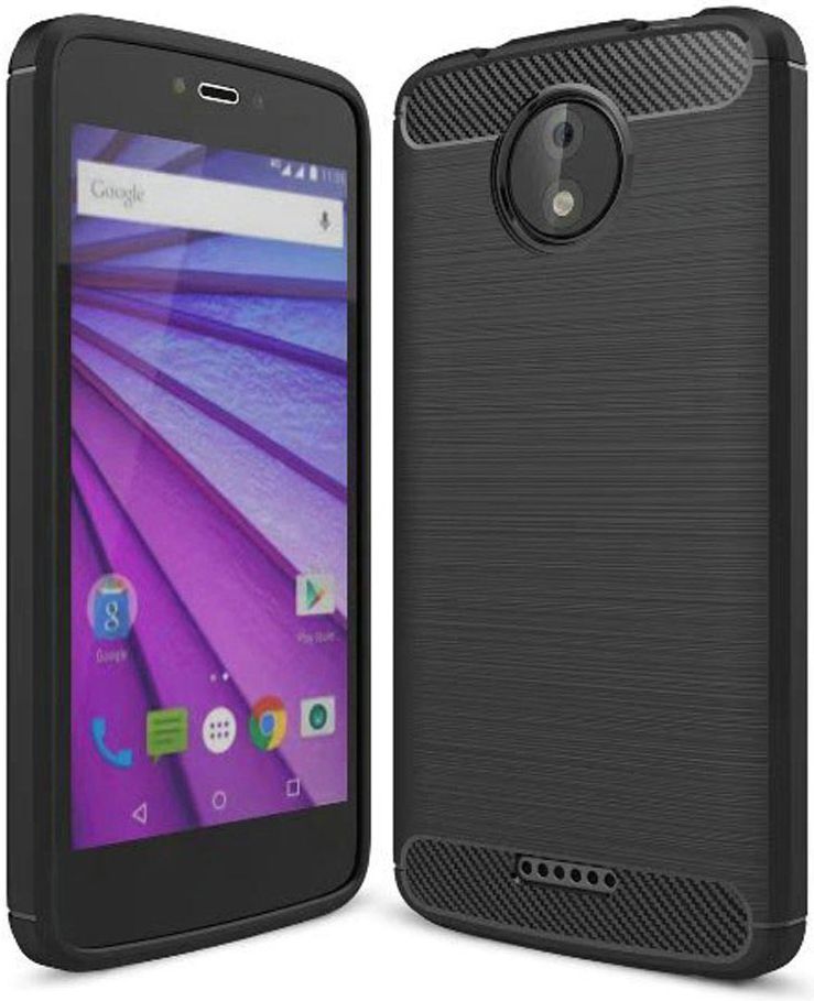 Motorola Moto C Plus Geborsteld TPU Hoesje Zwart afbeelding 1