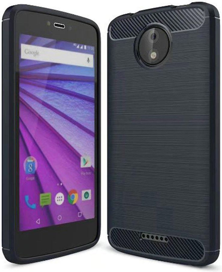 Motorola Moto C Plus Geborsteld TPU Hoesje Blauw afbeelding 1