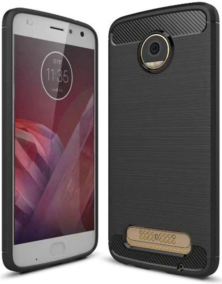 Motorola Moto Z2 Play Geborsteld TPU Hoesje Zwart afbeelding 1