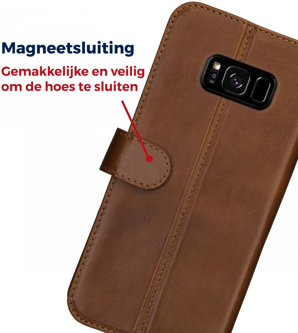 Rosso Deluxe Samsung Galaxy S8 Plus Hoesje Echt Leer Book Case Bruin afbeelding 10