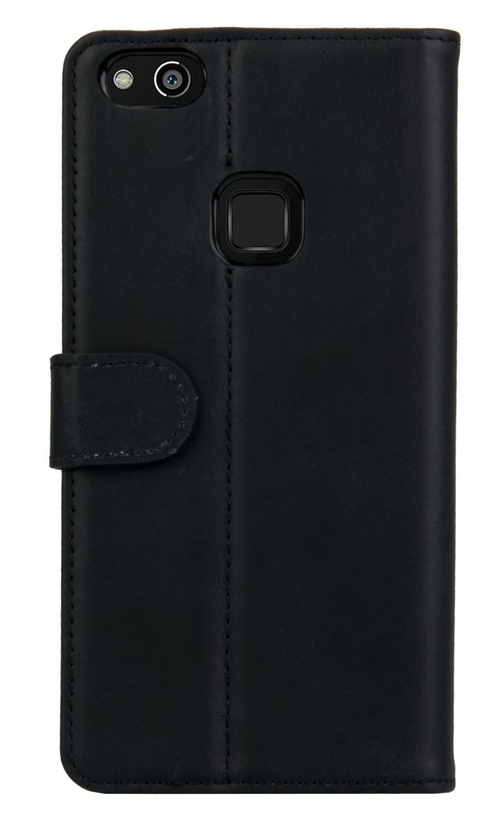 Rosso Deluxe Huawei P10 Lite Hoesje Echt Leer Pasjes Book Case Zwart afbeelding 4