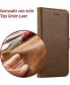 Rosso Deluxe Huawei P10 Lite Hoesje Echt Leer Pasjes Book Case Bruin