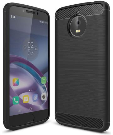 Geborsteld Motorola Moto E4 Plus Hoesje Zwart Hoesjes