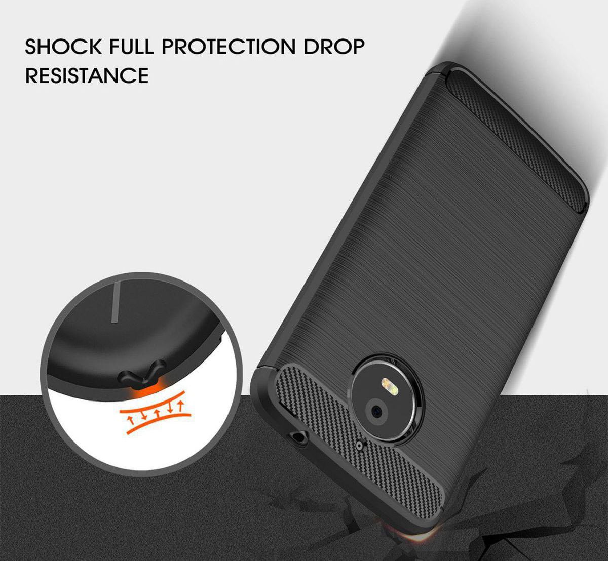 Geborsteld Motorola Moto E4 Plus Hoesje Zwart afbeelding 6
