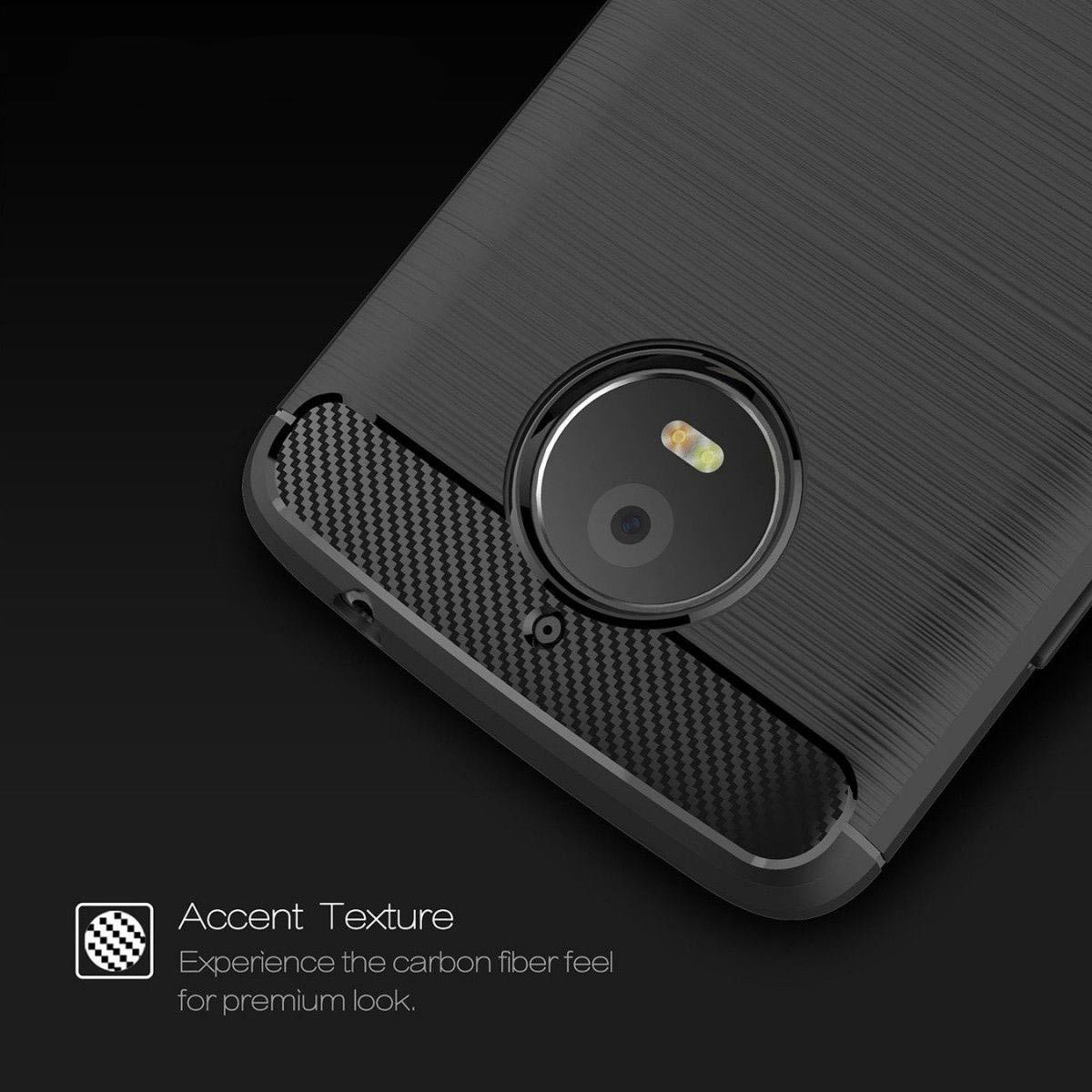 Geborsteld Motorola Moto E4 Plus Hoesje Zwart afbeelding 2