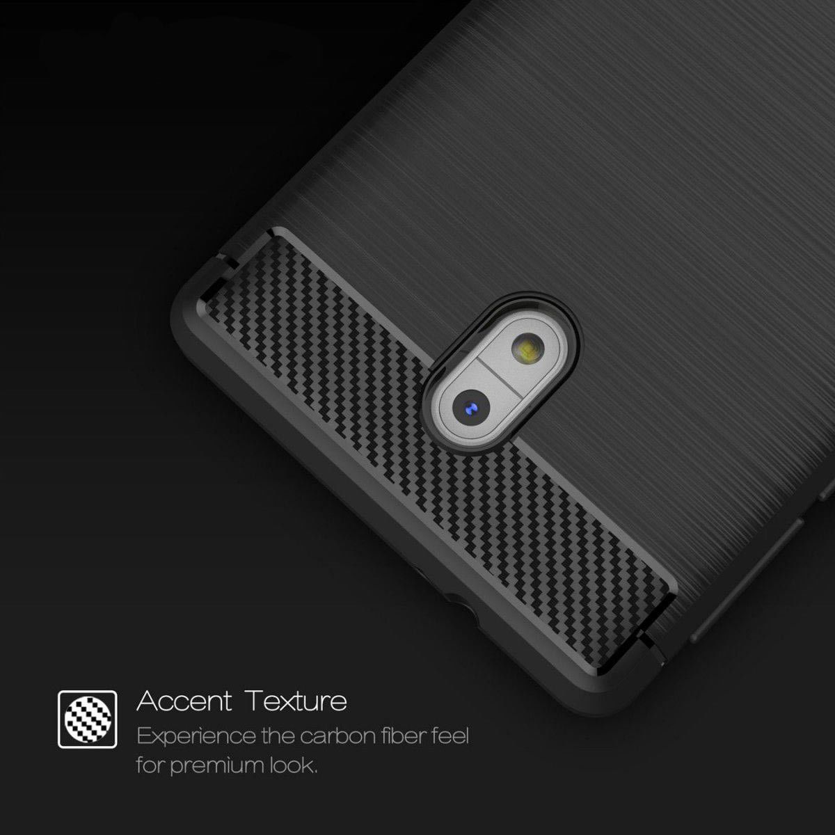 Nokia 3 Geborsteld TPU Hoesje Zwart afbeelding 4