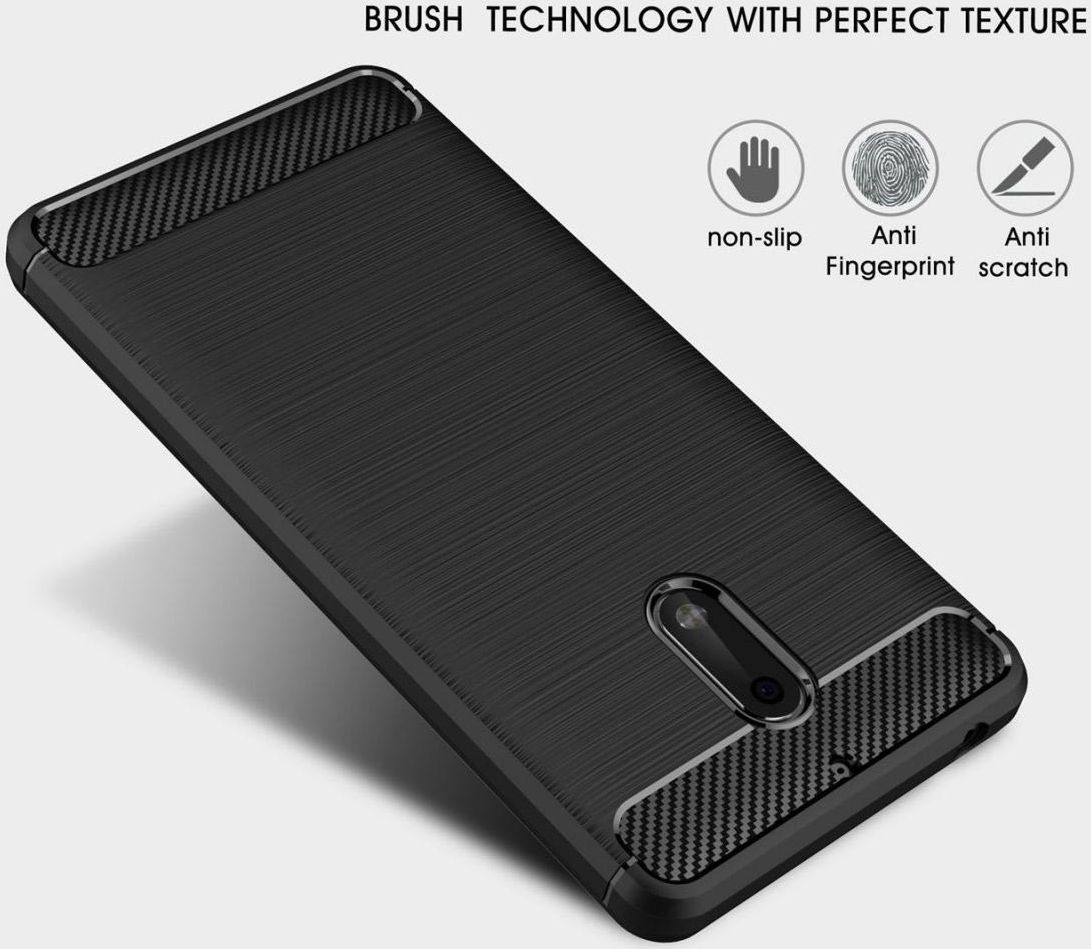 Nokia 6 Geborsteld TPU Hoesje Zwart afbeelding 8