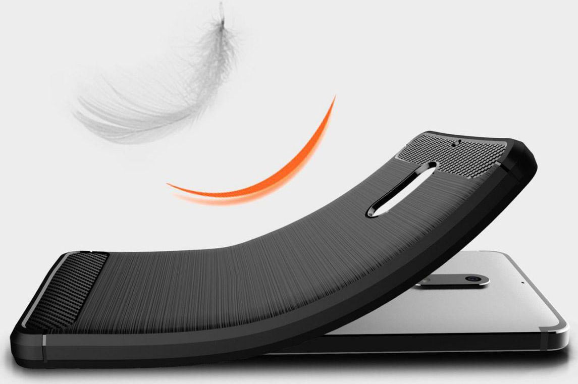 Nokia 6 Geborsteld TPU Hoesje Zwart afbeelding 5