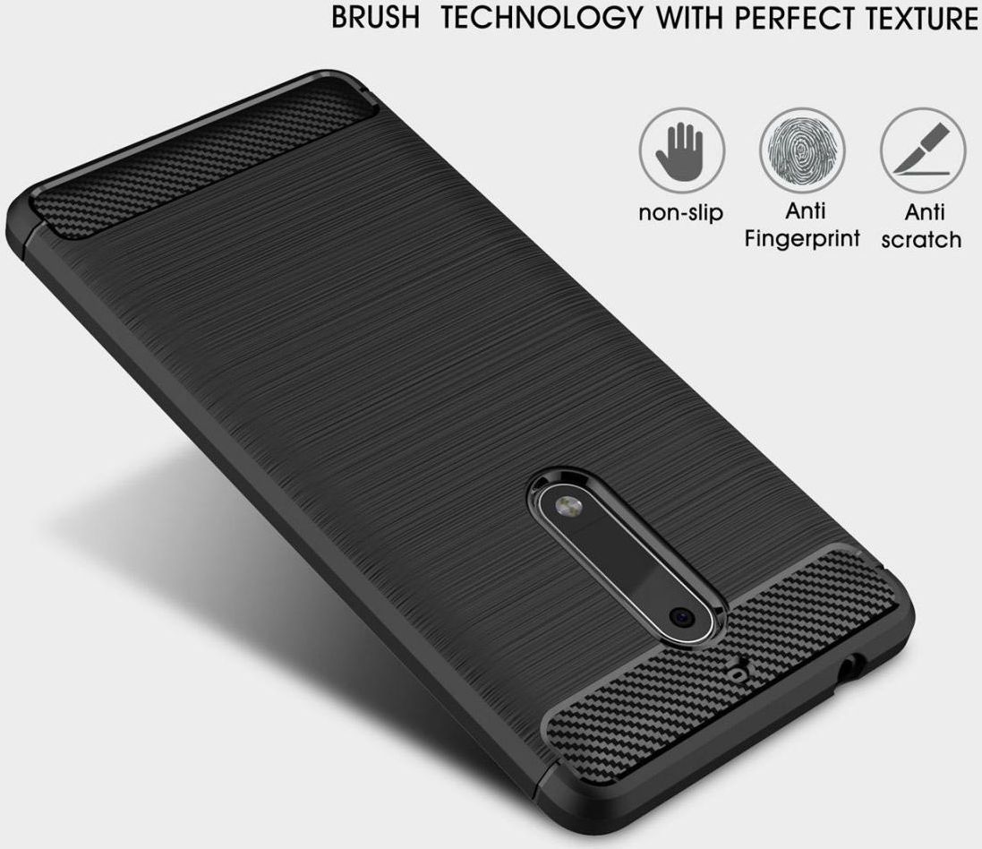 Nokia 5 Geborsteld TPU Hoesje Zwart afbeelding 6
