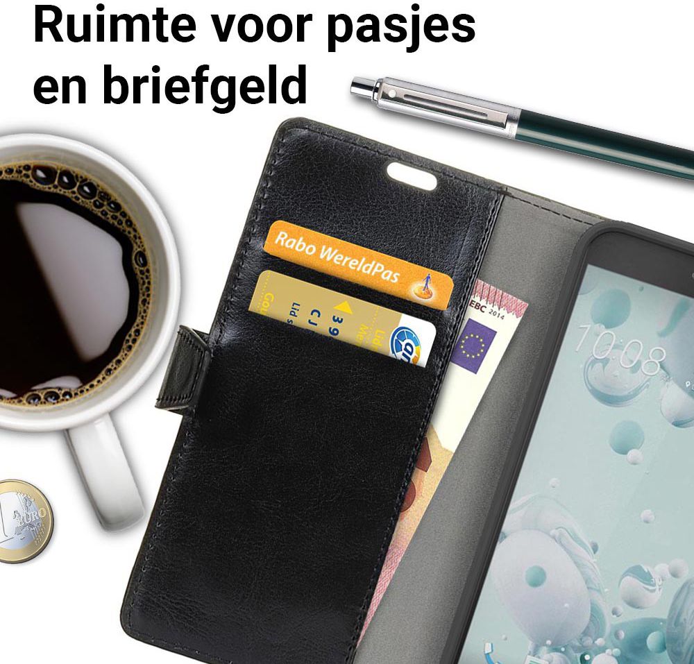 HTC U11 Portemonnee Hoesje Zwart afbeelding 2