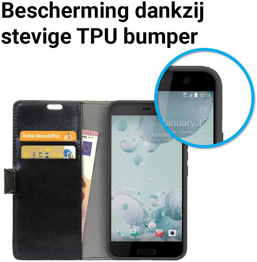 HTC U11 Portemonnee Hoesje Zwart afbeelding 6