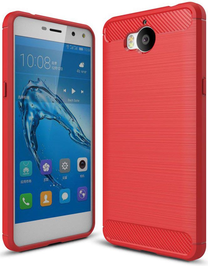 Huawei Y6 (2017) Geborsteld TPU Hoesje Rood afbeelding 1