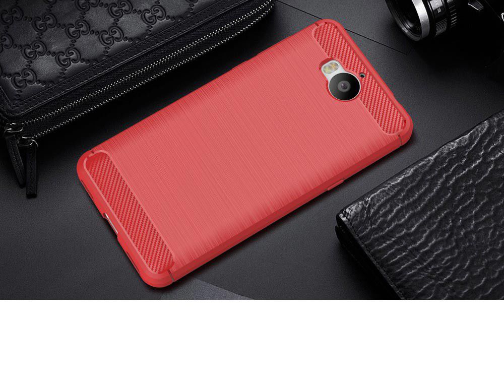 Huawei Y6 (2017) Geborsteld TPU Hoesje Rood afbeelding 2