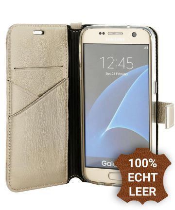 Valenta Booklet Premium Hoesje Leer Bookcase Samsung Galaxy S7 Goud Hoesjes